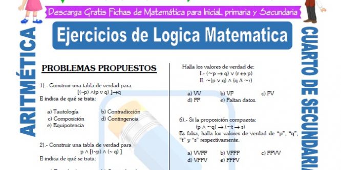 Ejercicios de Logica Matematica para Estudiantes de Cuarto de Secundaria