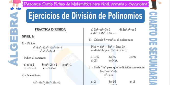 Ejercicios de Álgebra para Cuarto de Secundaria | FICHAS GRATIS
