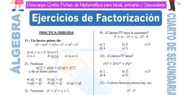 Ejercicios de Álgebra para Cuarto de Secundaria | FICHAS GRATIS