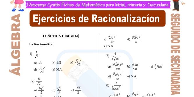 Ficha de Ejercicios de Racionalización para Estudiantes de Segundo de Secundaria
