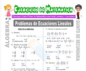 Problemas de Ecuaciones Lineales para Quinto de Secundaria