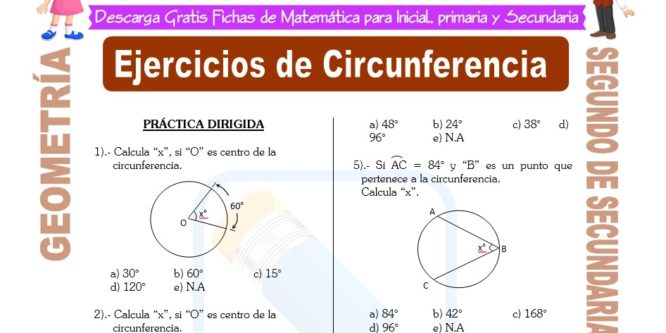 Ficha de Ejercicios de Circunferencia para Estudiantes de Segundo de Secundaria