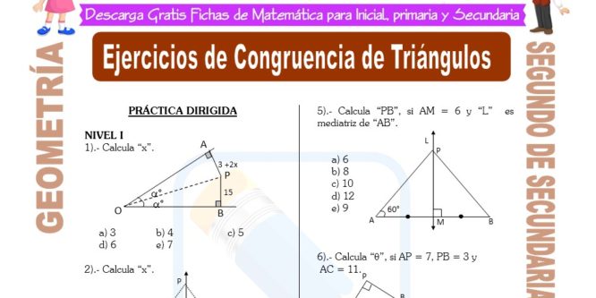 Ficha de Ejercicios de Congruencia de Triángulos para Estudiantes de Segundo de Secundaria