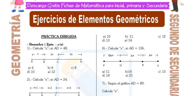 Ficha de Ejercicios de Elementos Geométricos para Estudiantes de Segundo de Secundaria