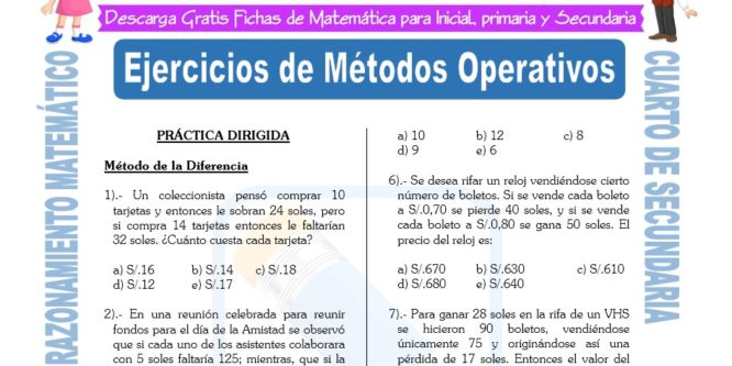 Ejercicios de Razonamiento Matemático 4° Secundaria | FICHAS GRATIS