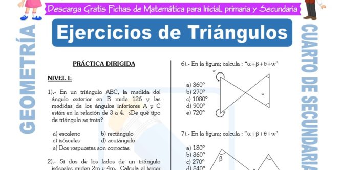 Ejercicios de Geometría para Cuarto de Secundaria | FICHAS GRATIS