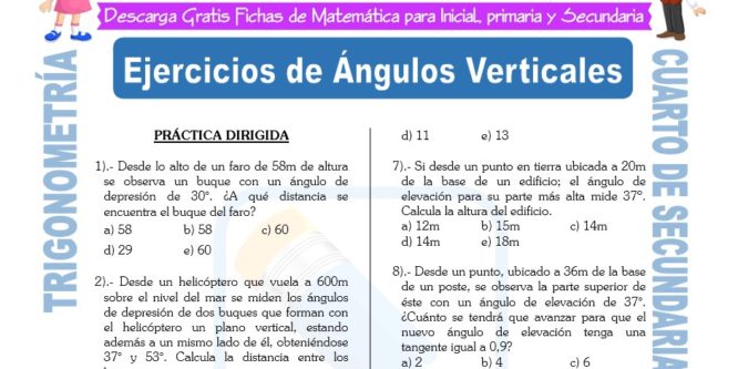 Ejercicios de Trigonometría para 4° de Secundaria | FICHAS GRATIS