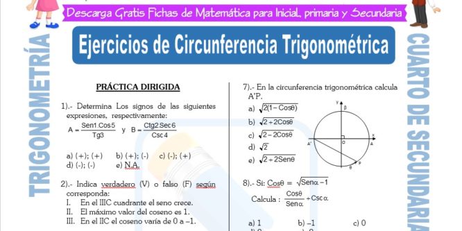 Problemas de Trigonometría para Cuarto de Secundaria - Matemática