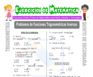 Problemas de Funciones trigonométricas Inversas para Quinto de Secundaria