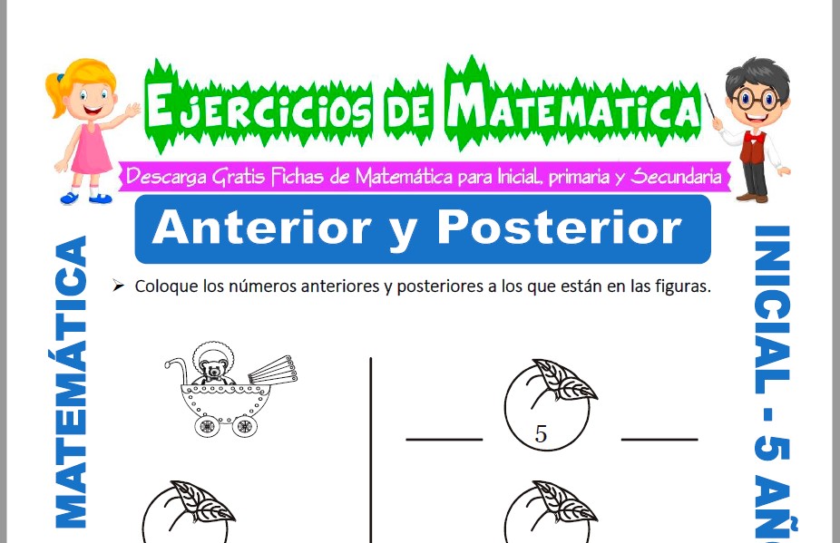 Modelo de la ficha de Ejercicios de Anterior y Posterior para Estudiantes de Inicial de 5 Años.