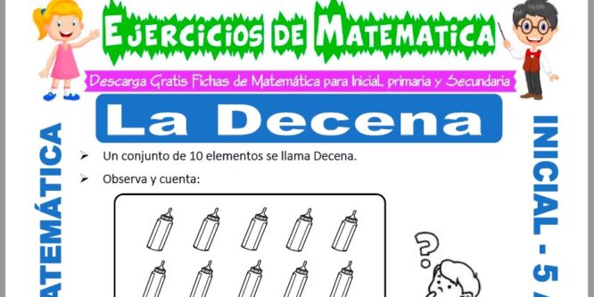 Modelo de la ficha de Ejercicios de La Decena para Estudiantes de Inicial de 5 Años.