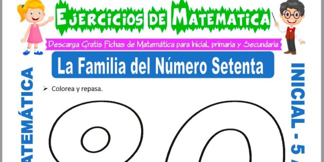 Modelo de la ficha de Ejercicios de la Familia del Número Ochenta para Estudiantes de Inicial de 5 Años.