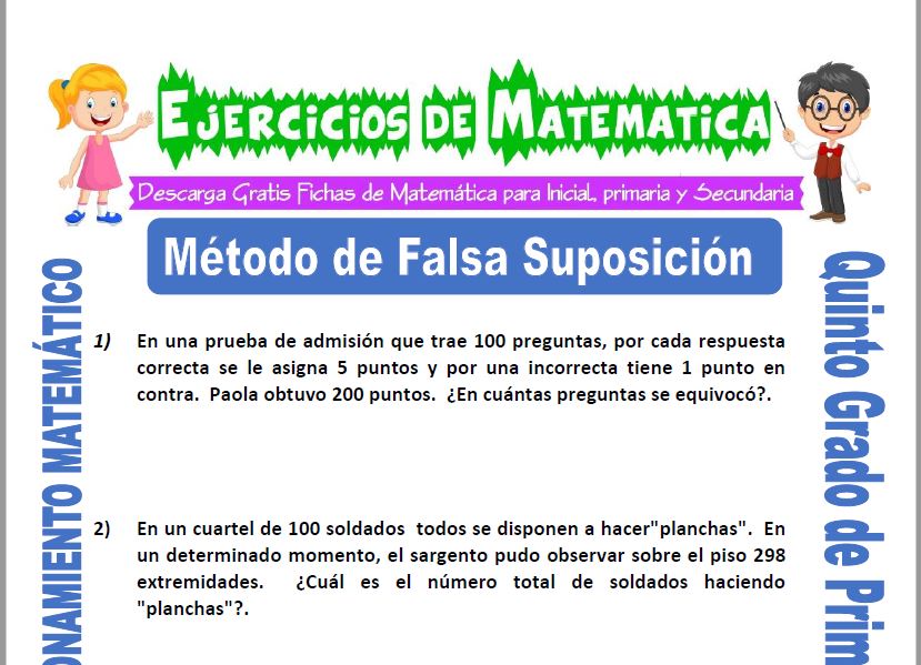 Método de Falsa Suposición para Quinto de Primaria