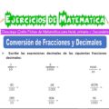 Ejercicios de Conversión de Fracciones y Decimales para Cuarto de Primaria