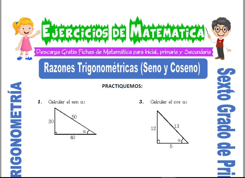 Razones Trigonométricas (Seno y Coseno) para Sexto de Primaria