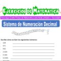 Ejercicios de Sistema de Numeración Decimal para Cuarto de Primaria