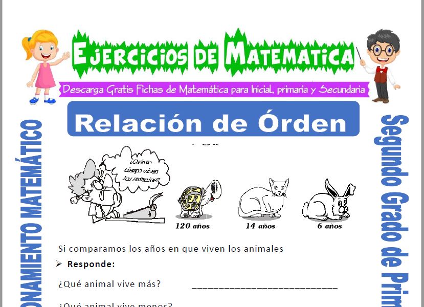 Relación de Orden para Segundo de Primaria