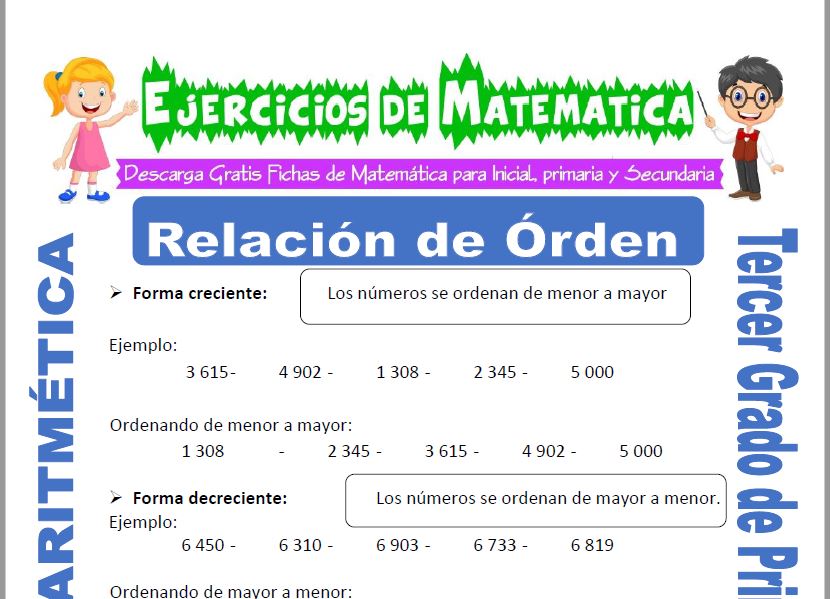 Relación de Órden para Tercero de Primaria